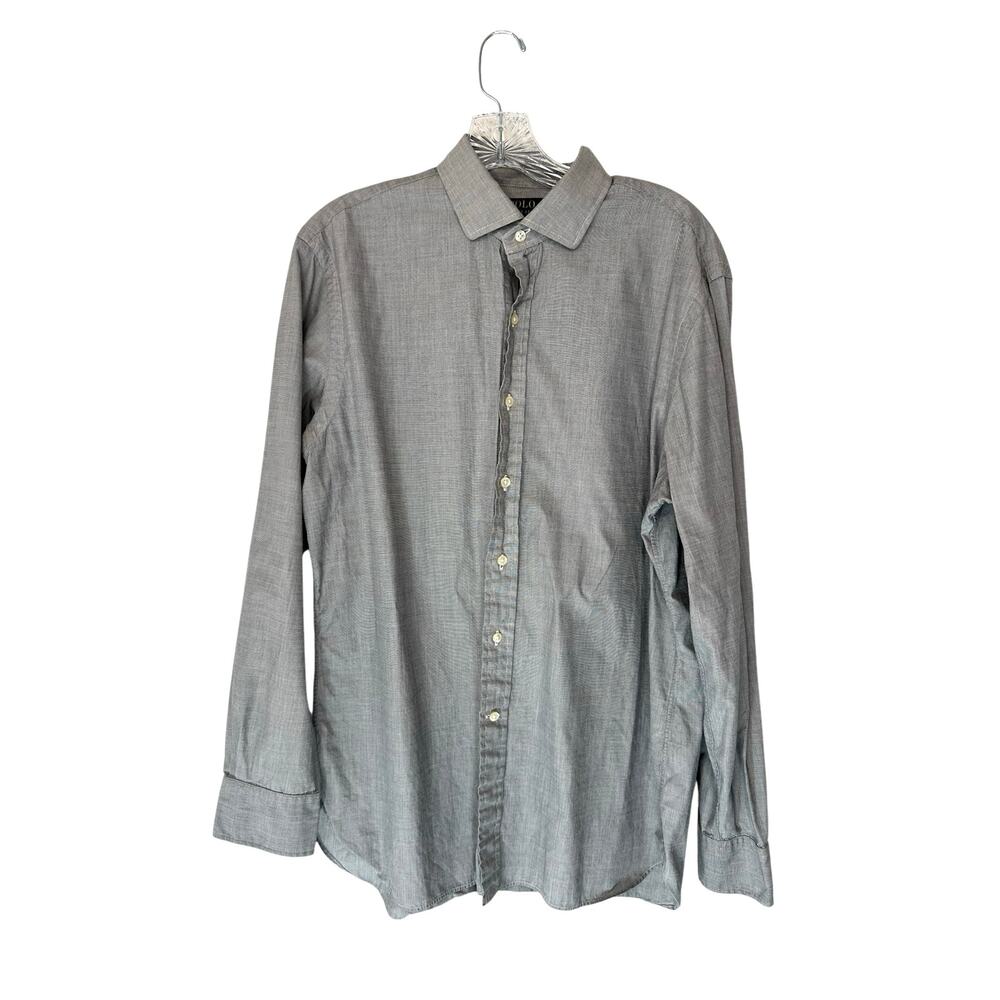 Polo Ralph‎ Lauren Men's Gray Long Sleeve Slim Fit Dress Shirt Size 16 1/2
